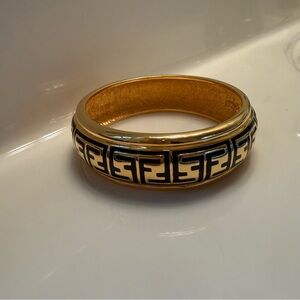 Fendi Gold and Black Logo Bangle